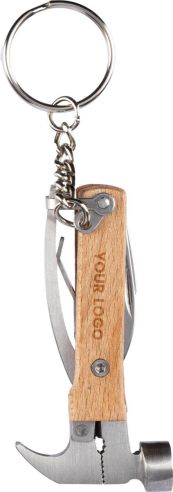Llavero Multiherramienta de Bambú Forma de Martillo Personalizado | Goodie