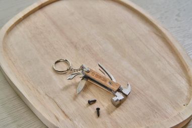 Llavero Multiherramienta de Bambú Forma de Martillo Personalizado | Goodie