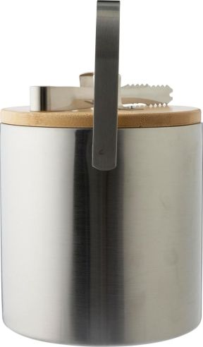 Cubitera de Acero Inoxidable con Tapa de Bambú Personalizada | Goodie