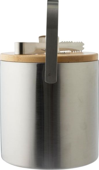 Cubitera de Acero Inoxidable con Tapa de Bambú Personalizada | Goodie