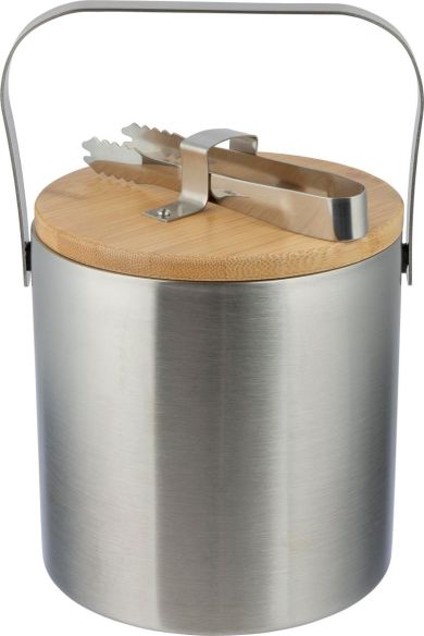 Cubitera de Acero Inoxidable con Tapa de Bambú Personalizada | Goodie