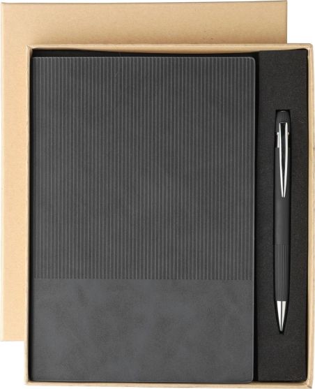 Set de cuaderno de PU reciclado (A5) y bolígrafo Personalizado 101274009