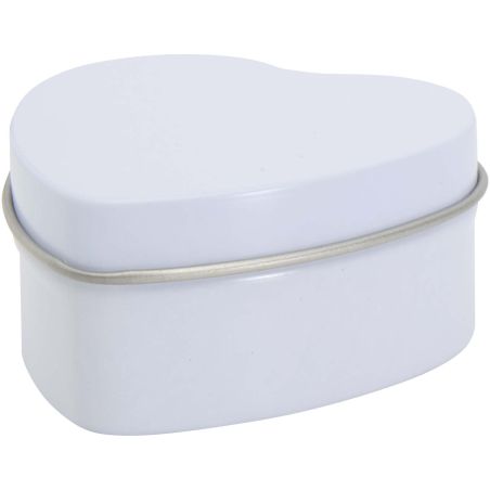 Vela con forma de corazón y aroma de vainilla en caja metálica Personalizada 6126353