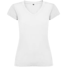 Camiseta de cuello de pico de manga corta para mujer...