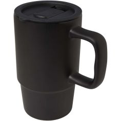 Taza de cerámica con tapa de plástico de 450 ml...