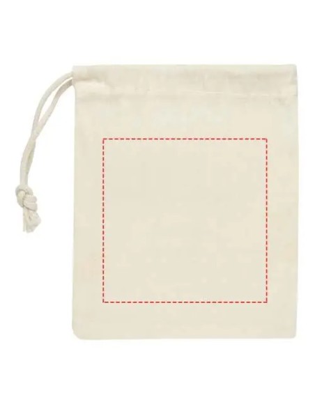 Juego de tres en raya de madera personalizado, bolsa de algodón con zona de impresión marcada, formato vertical