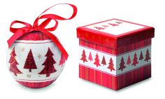Bola Navideña con Acabado Perlado en Caja Personalizada 7CX1437