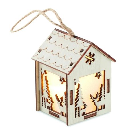 Adorno Navideño en Forma de Casa con Luz Interior Personalizado 7CX146