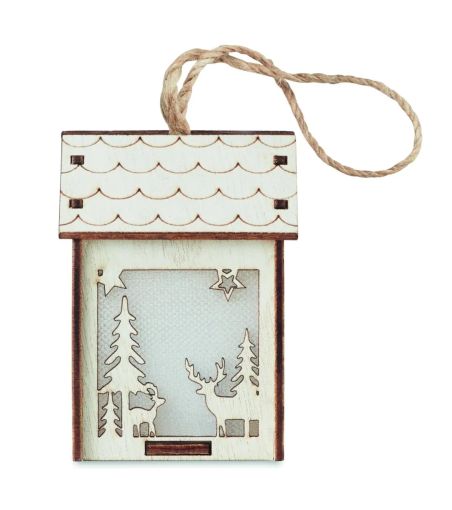 Adorno Navideño en Forma de Casa con Luz Interior Personalizado 7CX146