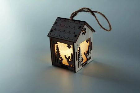 Adorno Navideño en Forma de Casa con Luz Interior Personalizado 7CX146