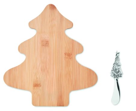 Set de Cuchillo y Tabla de Bambú con Forma de Árbol Personalizado