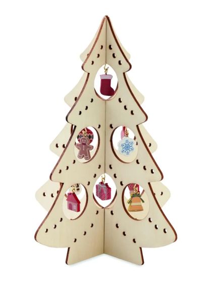 Decoración de Madera con 10 Adornos Personalizada