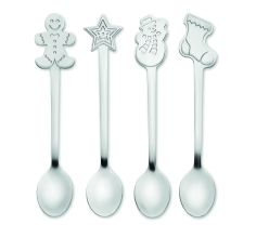 Set de 4 Cucharas de Té Navideñas Personalizado