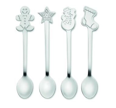 Set de 4 Cucharas de Té Navideñas Personalizado