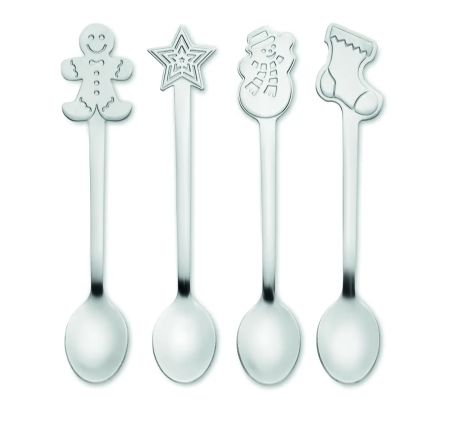 Set de 4 Cucharas de Té Navideñas Personalizado
