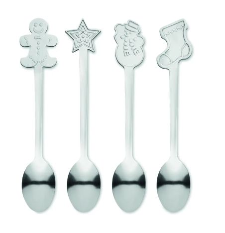 Set de 4 Cucharas de Té Navideñas Personalizado