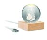 Bola de Vidrio con Luz LED sobre Base de Madera de Caucho Personalizada 7CX1541 - Imagen 1
