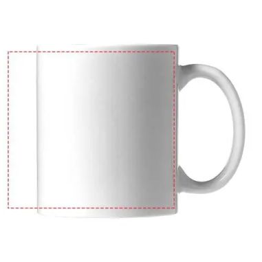 Taza para sublimación de 330 ml personalizada en blanco, con zona de impresión marcada