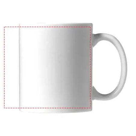 Taza para sublimación de 330 ml personalizada en blanco, con zona de impresión marcada