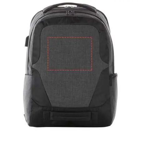 Mochila para portátil de 17 pulgadas TSA personalizada en negro, con zona de impresión marcada
