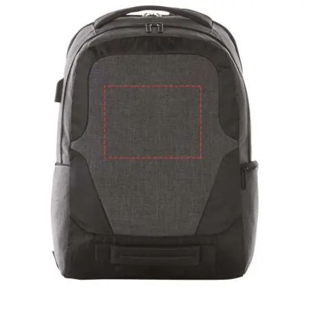 Mochila para portátil de 17 pulgadas TSA personalizada en gris oscuro, con zona de impresión marcada