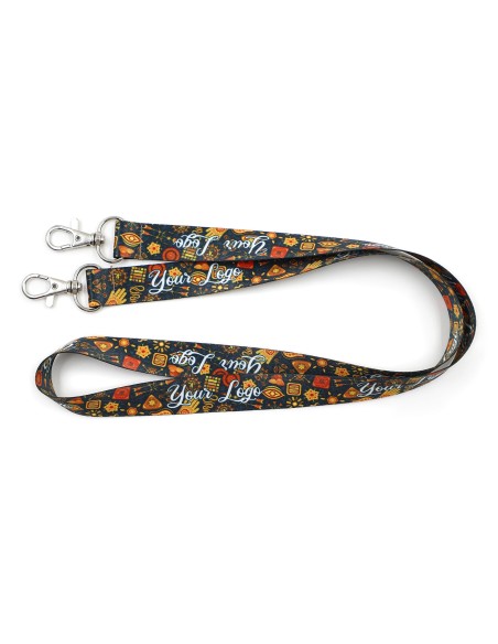 Lanyard de poliéster con dos mosquetones