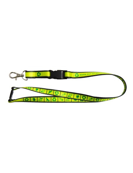 Lanyard de rPET con hebilla de plástico y cierre de seguridad