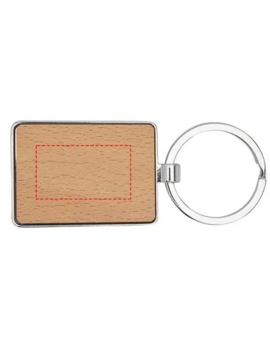 Llavero de Madera de Haya con Carcasa Metálica Personalizado | Goodie