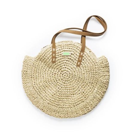 Bolso de Rafia Sintética con Detalle en Madera | Goodie