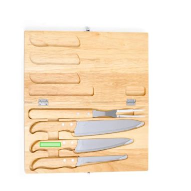 Set de 4 cuchillos de cocina en estuche de madera personalizado, zona de impresión marcada, otro tamaño