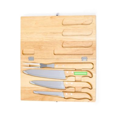 Set de 4 cuchillos de cocina en estuche de madera personalizado, zona de impresión marcada final