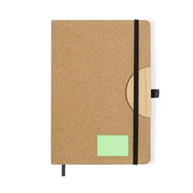 Bloc de notas de corcho con soporte de bambú personalizado, vista completa