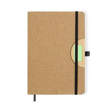 Bloc de notas de corcho con soporte de bambú personalizado, otra vista completa
