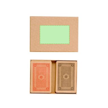 Set de baraja española y francesa en estuche kraft personalizado, otro ángulo del estuche