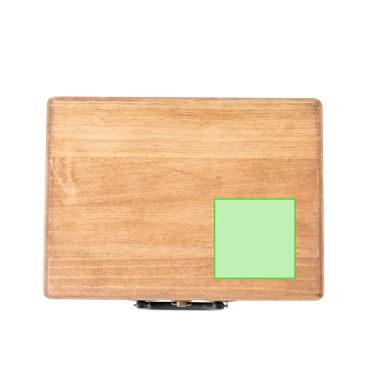 Tocadiscos portátil personalizado con maletín de madera, otro ángulo cerrado