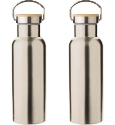 Botella Termo de Acero Inoxidable con Bambú Personalizada | Goodie