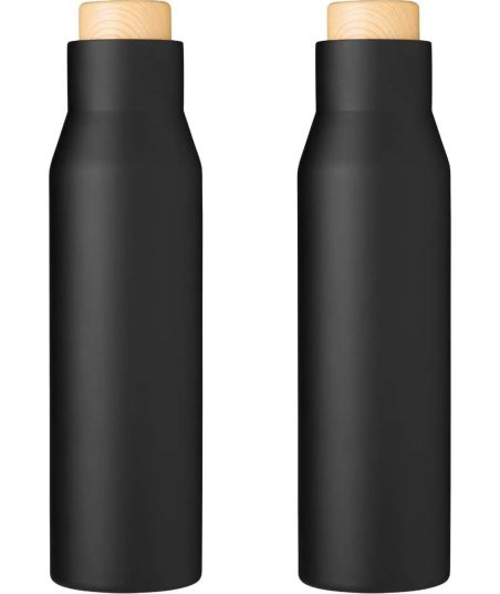 Botella Termo con Tapón Símil Bambú Personalizada | Goodie