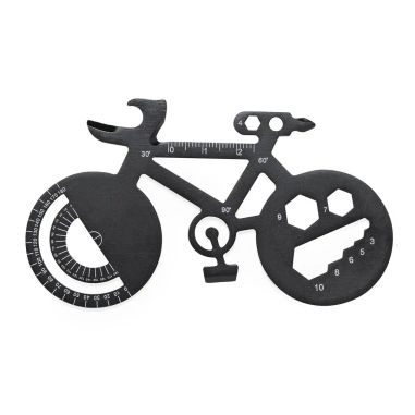 Multiherramienta de 16 funciones con forma de bicicleta personalizada, detalle de las funciones