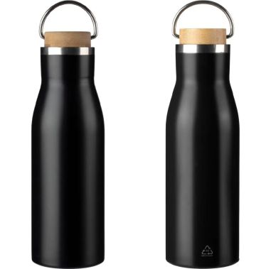 Botella de Acero Inoxidable Reciclado con Bambú Personalizada | Goodie