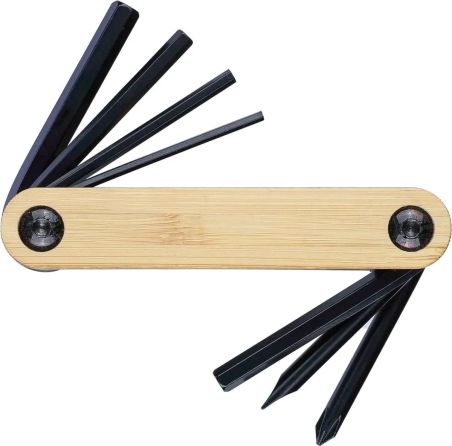 Set de Herramientas de Acero al Carbono con Bambú Personalizado | Goodie