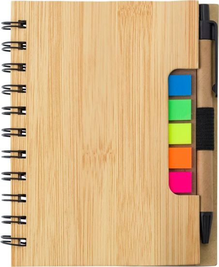 Libreta símil bambú con memos Personalizada | Goodie
