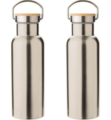 Botella Termo de Acero Inoxidable con Bambú Personalizada | Goodie
