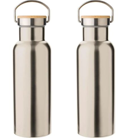 Botella Termo de Acero Inoxidable con Bambú Personalizada | Goodie
