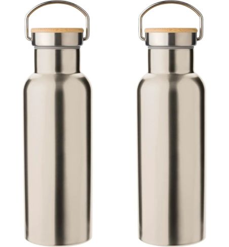 Botella Termo de Acero Inoxidable con Bambú Personalizada | Goodie