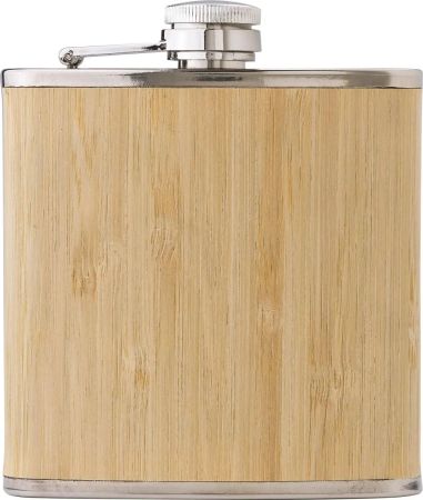 Petaca de Acero Inoxidable y Bambú Personalizada | Goodie