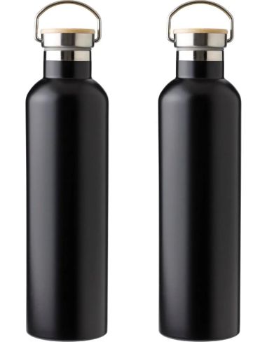 Botella termo acero inox 1L tapón bambú | Goodie