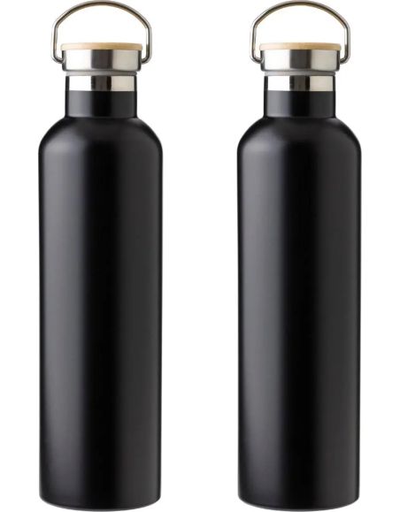 Botella termo acero inox 1L tapón bambú | Goodie