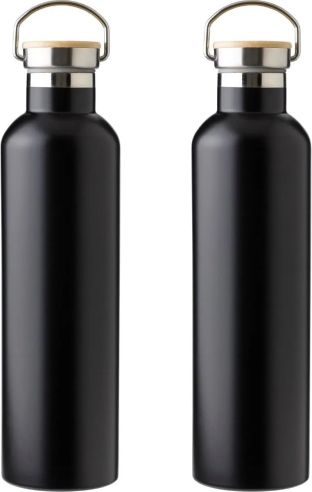 Botella termo acero inox 1L tapón bambú | Goodie