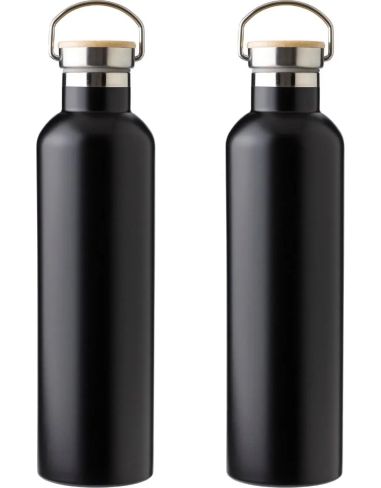 Botella termo acero inox 1L tapón bambú | Goodie