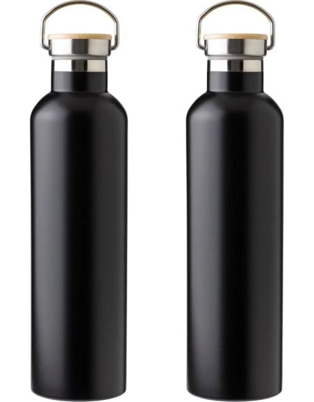 Botella termo acero inox 1L tapón bambú | Goodie